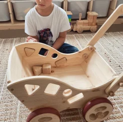 Extra Large Wooden Push Cart With Blocks