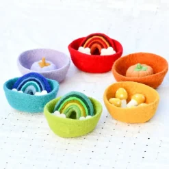 Felt Colourful Sorting Bowls - Set Of 6