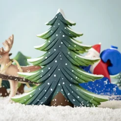 Large Wooden Fir Tree - Snowy