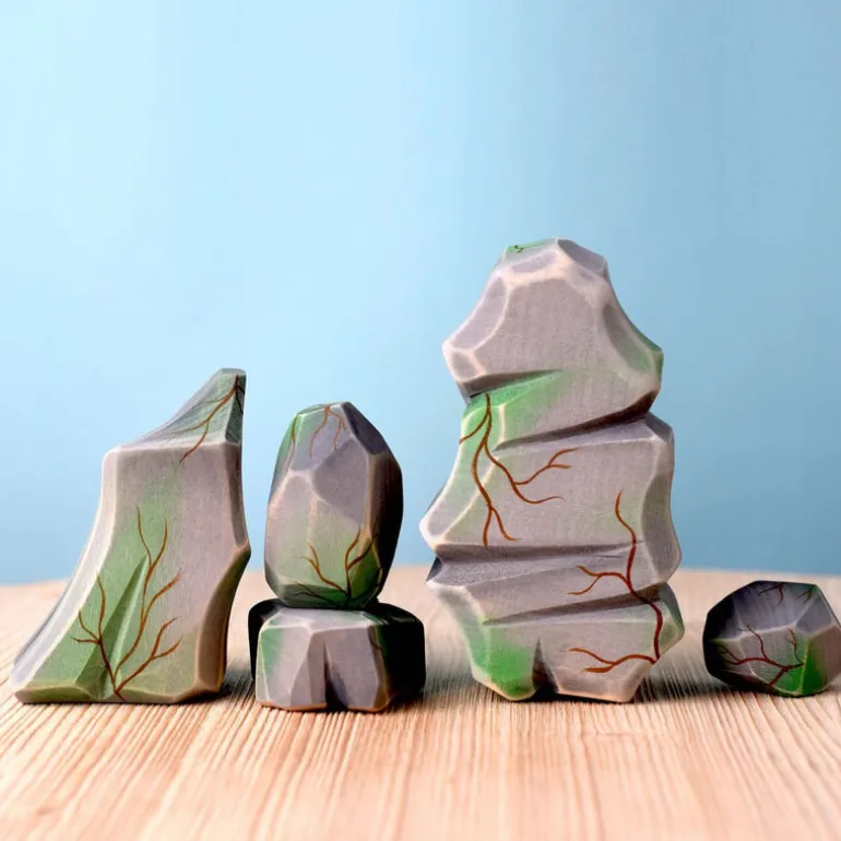 Large Wooden River Rocks - Mossy