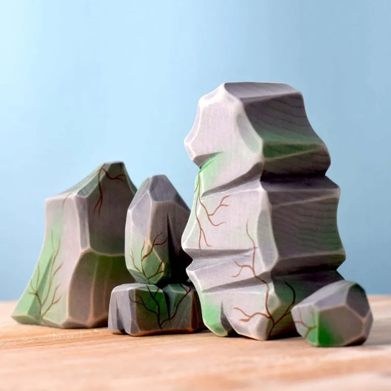 Large Wooden River Rocks - Mossy