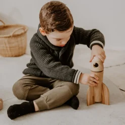 Large Wooden Rocket With Astronaut - Elon