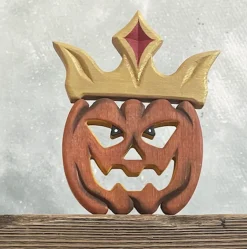 Large Wooden Scary Pumpkin - King