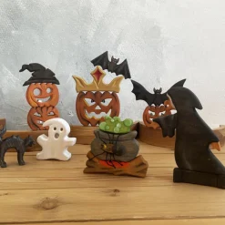 Large Wooden Scary Pumpkin - King