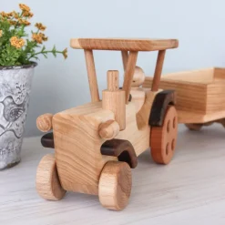 Large Wooden Tractor With Trailer