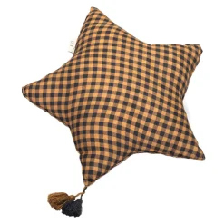 Muslin Star Pillow Small - Honey Checkered