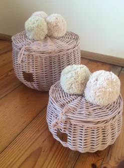 Wicker Basket Small - Dusty Pink