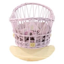 Wicker Doll Cradle - Dusty Pink