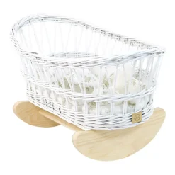 Wicker Doll Cradle - White