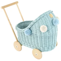 Wicker Dolls Pram - Dirty Mint