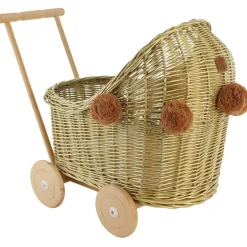 Wicker Dolls Pram - Gold