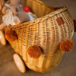 Wicker Dolls Pram - Gold