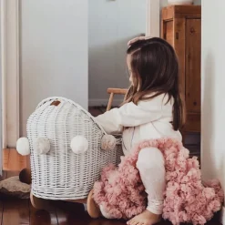Wicker Dolls Pram - White
