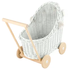 Wicker Dolls Pram - White