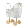 Wicker Dolls Pram High - White