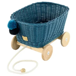 Wicker Pull Cart - Blue