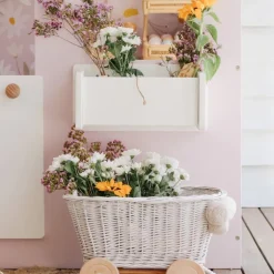 Wicker Pull Cart - White