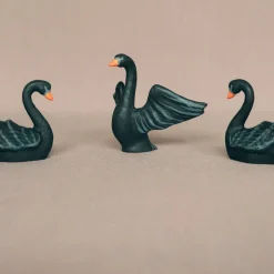 Wooden Black Swan - Swimming