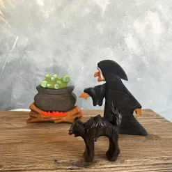 Wooden Cauldron with Fire