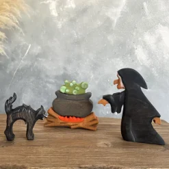 Wooden Cauldron with Fire