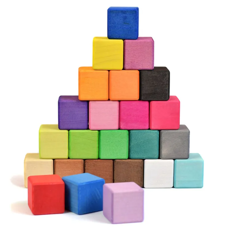 Wooden Coloured Building Block Set