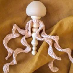 Wooden Crochet Jellyfish Rattle