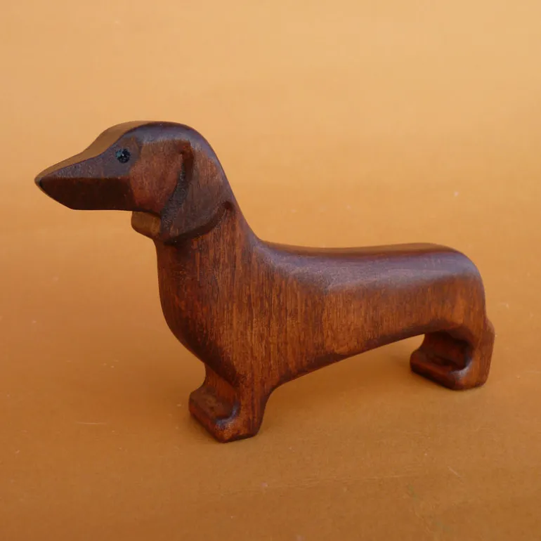 Wooden Dachshund Dog - Brown