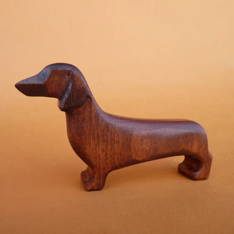 Wooden Dachshund Dog - Brown