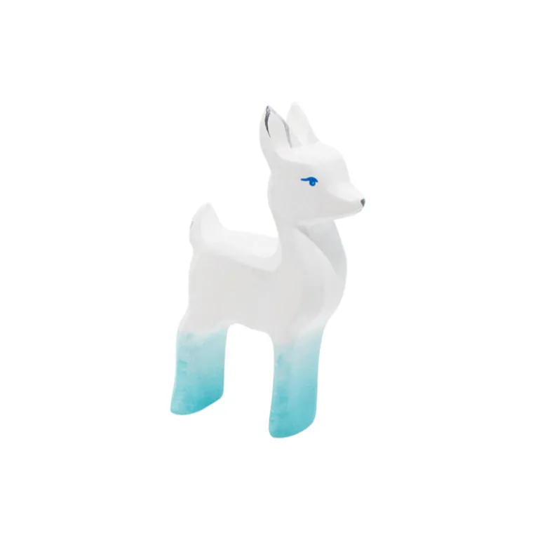 Wooden Deer Fawn - White With Flower