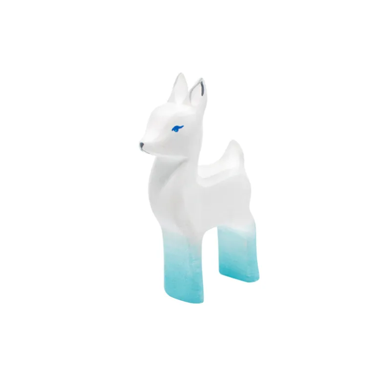 Wooden Deer Fawn - White With Flower