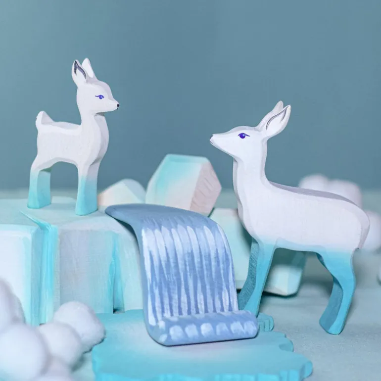 Wooden Deer Mother - White