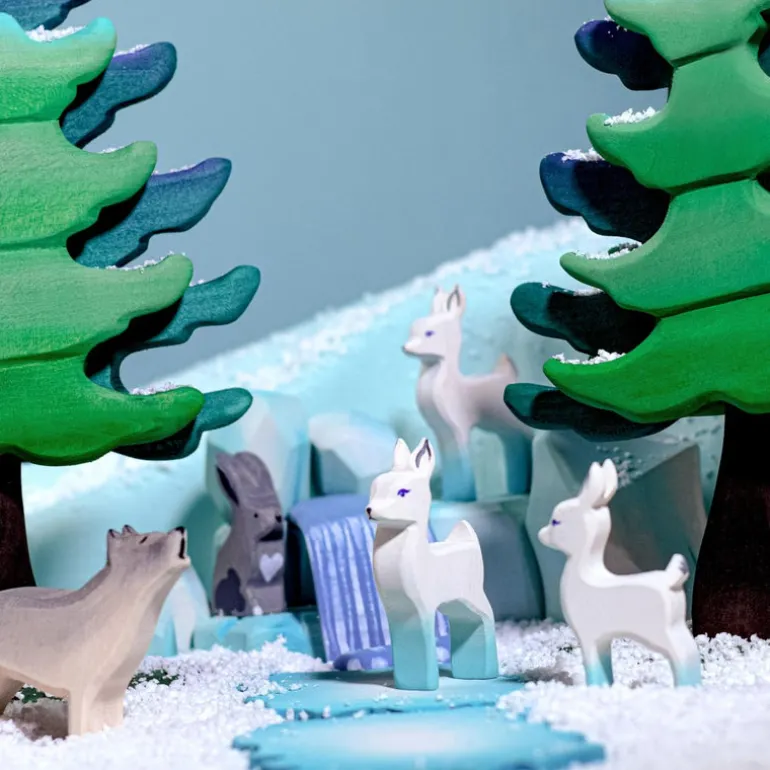 Wooden Deer Mother - White