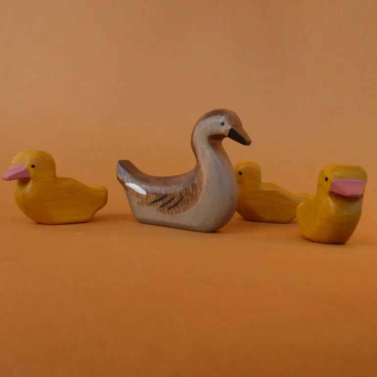 Wooden Duck & 3 Ducklings