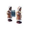 Wooden Eskimo Girls With Fish Set