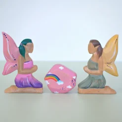 Wooden Fairy Kneeling - Yellow