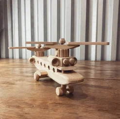 Wooden Helicopter Twin Rotors - Hunter