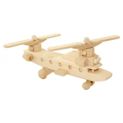 Wooden Helicopter Twin Rotors - Hunter