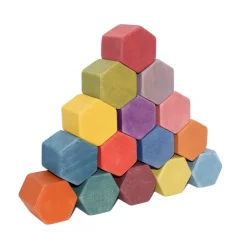 Wooden Honeycomb Blocks - Coloured