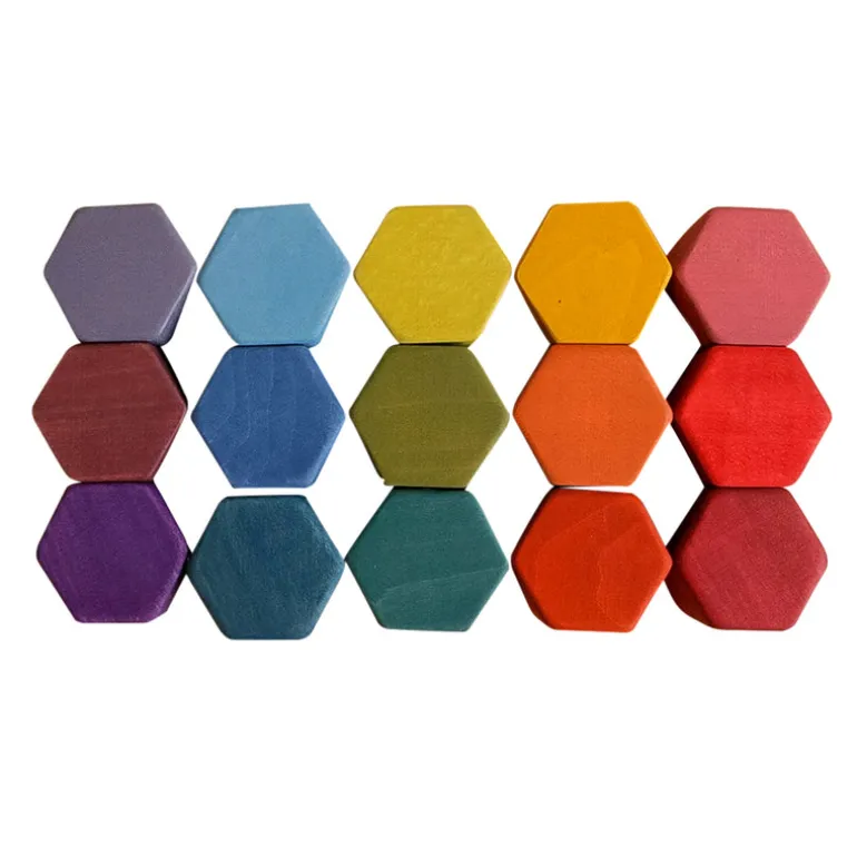 Wooden Honeycomb Blocks - Coloured