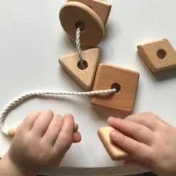 Wooden Lacing Toy With Geometric Shapes
