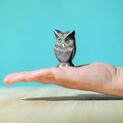 Wooden Owl Figure - Grey