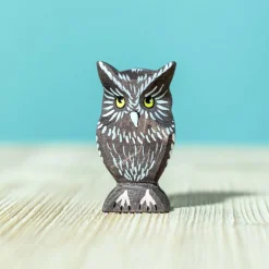Wooden Owl Figure - Grey