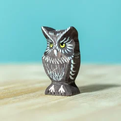 Wooden Owl Figure - Grey