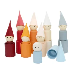 Wooden Peg Dolls With Cups - Sunrise