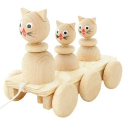 Wooden Pull Along Cat Family