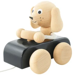 Wooden Pull Along Dog In Car - Jude