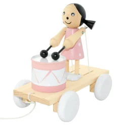 Wooden Pull Along Girl With Drum - Eve