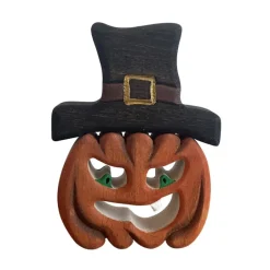 Wooden Pumpkin With Hat