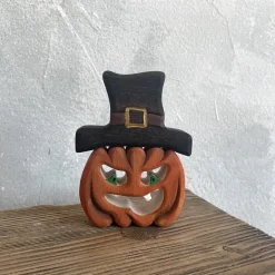Wooden Pumpkin With Hat