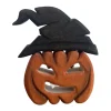 Wooden Pumpkin With Witch Hat